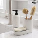 Organizador para Baño con Dispensador de Jabón y Portacepillos Color Blanco