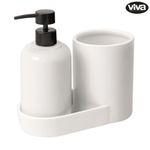 Organizador para Baño con Dispensador de Jabón y Portacepillos Color Blanco