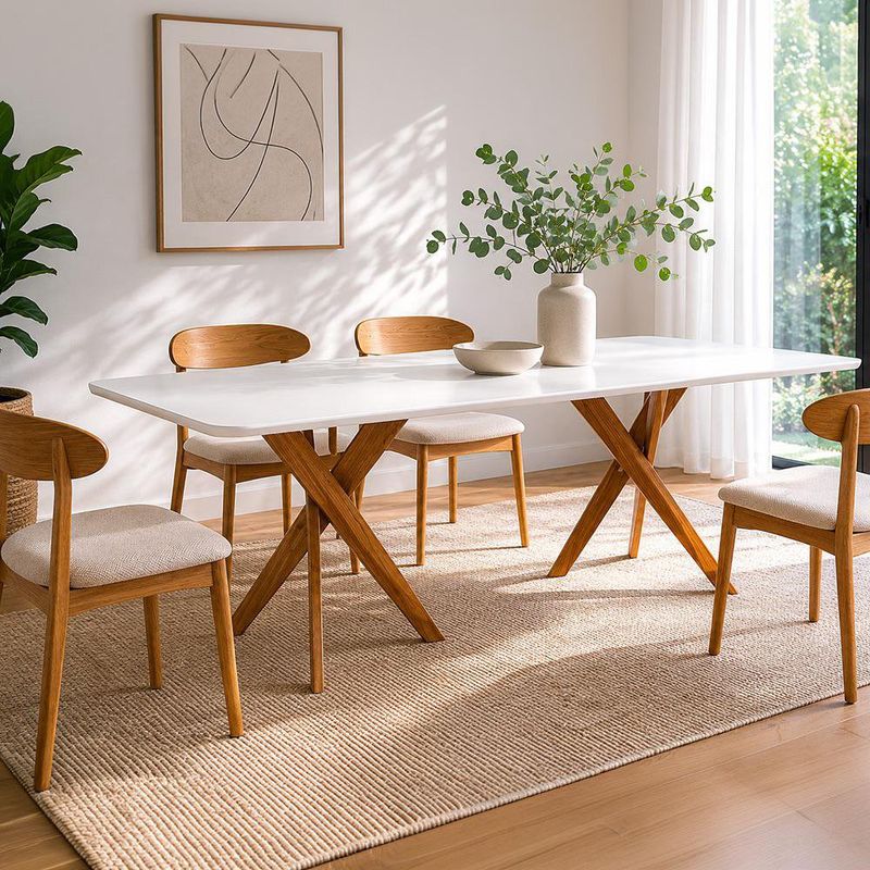 Mesa de Comedor Cacau 210 x 100 cm con Cubierta de Vidrio