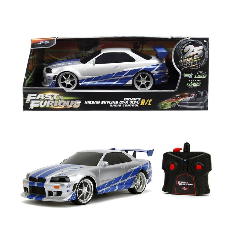 Carro Fast & Furious Nissan Skyline GT-R R/C 2002 Escala 1:16 Color Plateado
