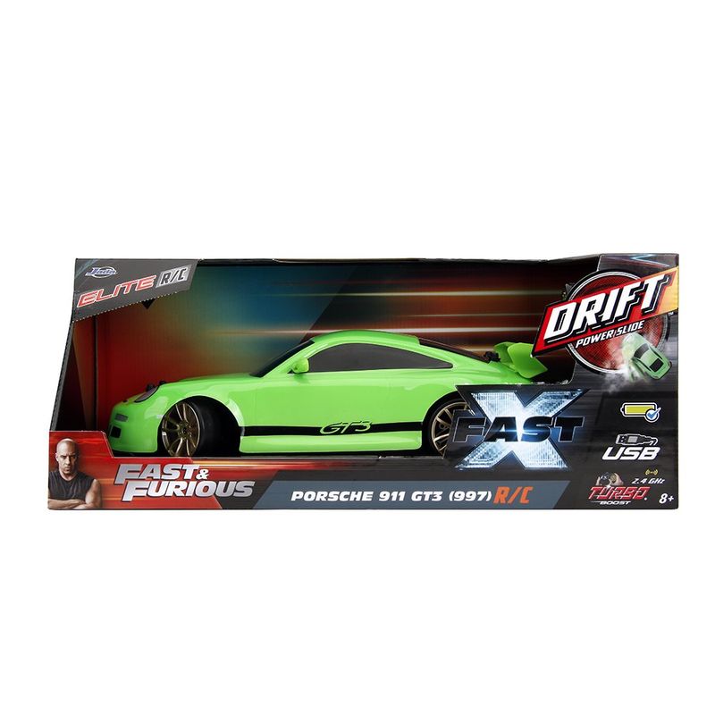Carro Fast & Furious Porsche 911 GT3 R/C Drift Escala 1:10 Color Verde