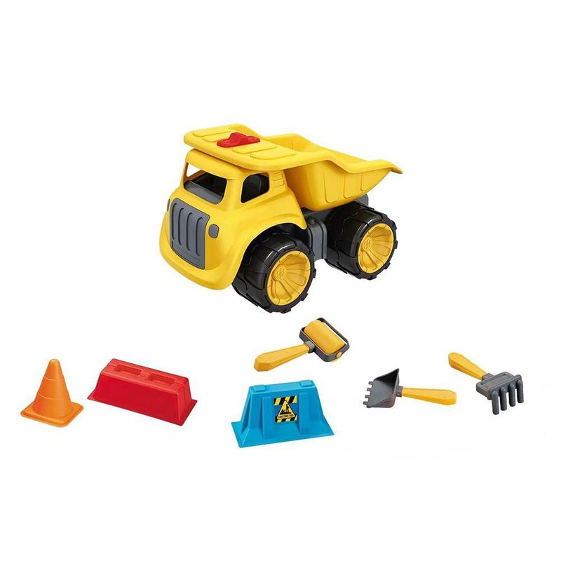 Camión de Volteo Infantil Daishin con Accesorios de Construcción Color Amarillo