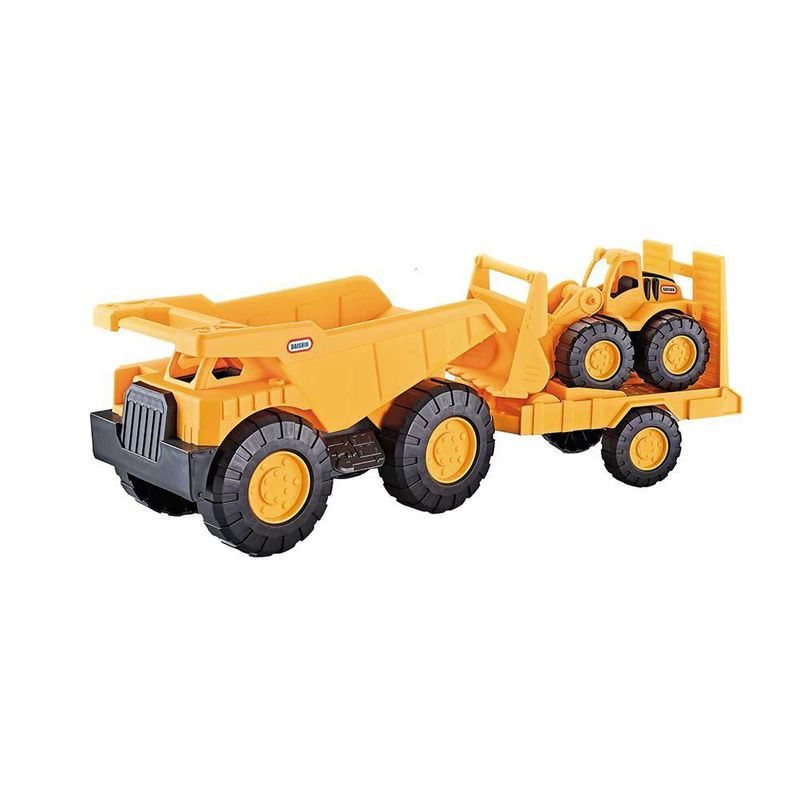 Set de Vehículos de Construcción Camión de Volteo y Excavadora Color Amarillo