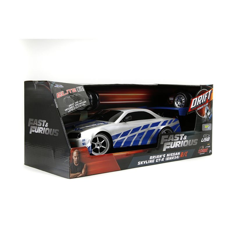 Carro Fast & Furious Nissan Skyline GT-R R/C 2002 Escala 1:10 Color Plateado