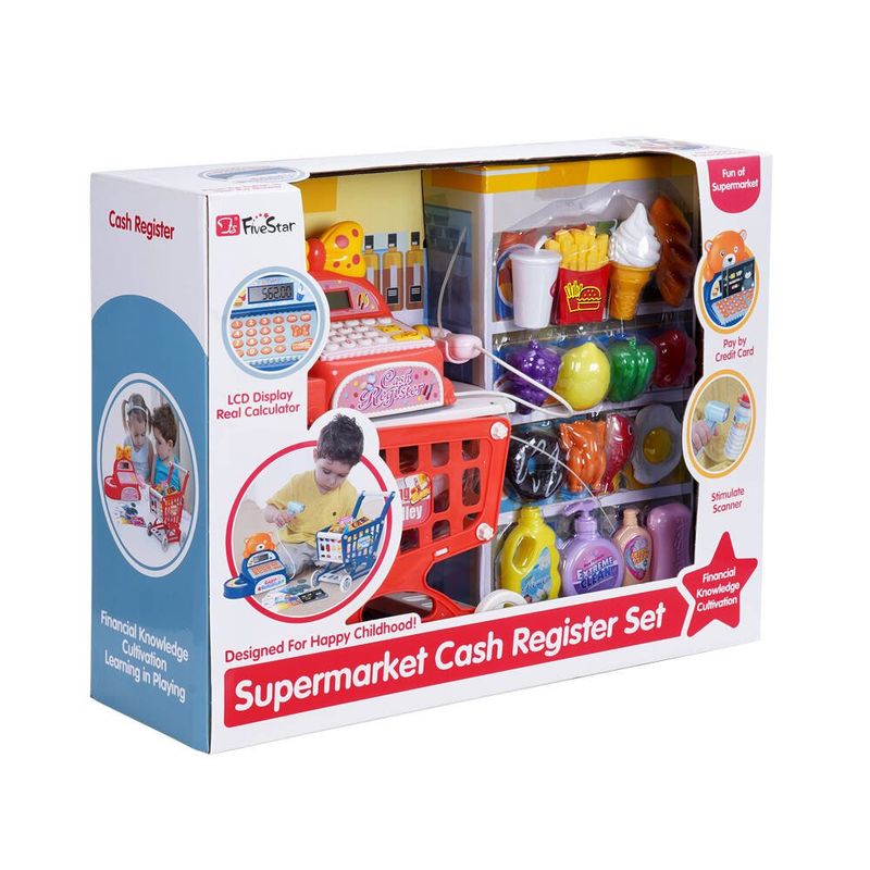 Caja Registradora con Carro de Supermercado y Accesorios Multicolor