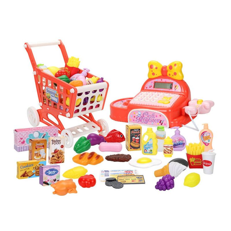 Caja Registradora con Carro de Supermercado y Accesorios Multicolor