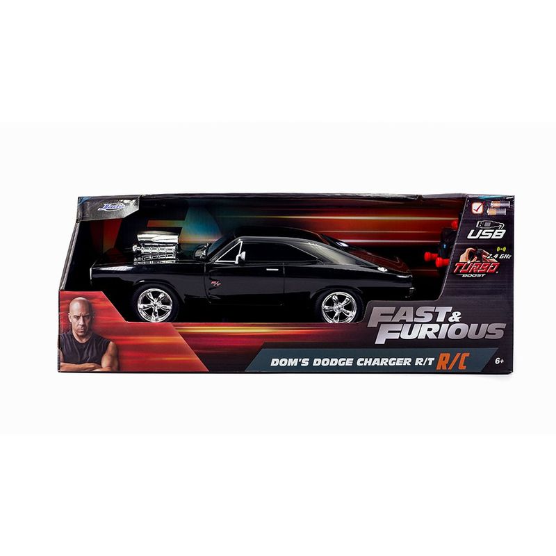 Carro Fast & Furious R/C 1970 Dodge Charger R/T Escala 1:16 Color Negro