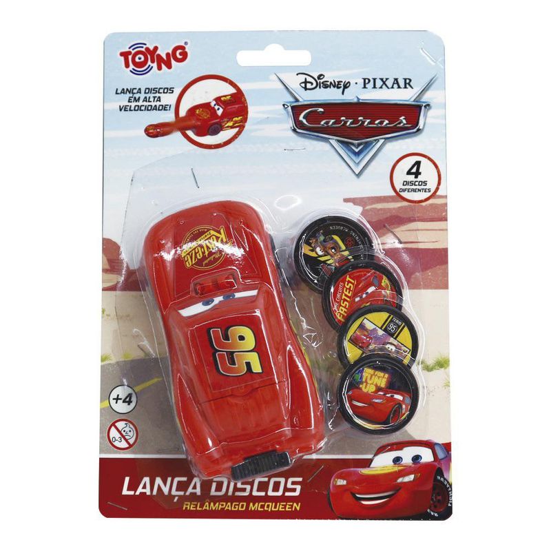 Carro Lanza Discos Disney Pixar Cars Rayo McQueen Color Rojo