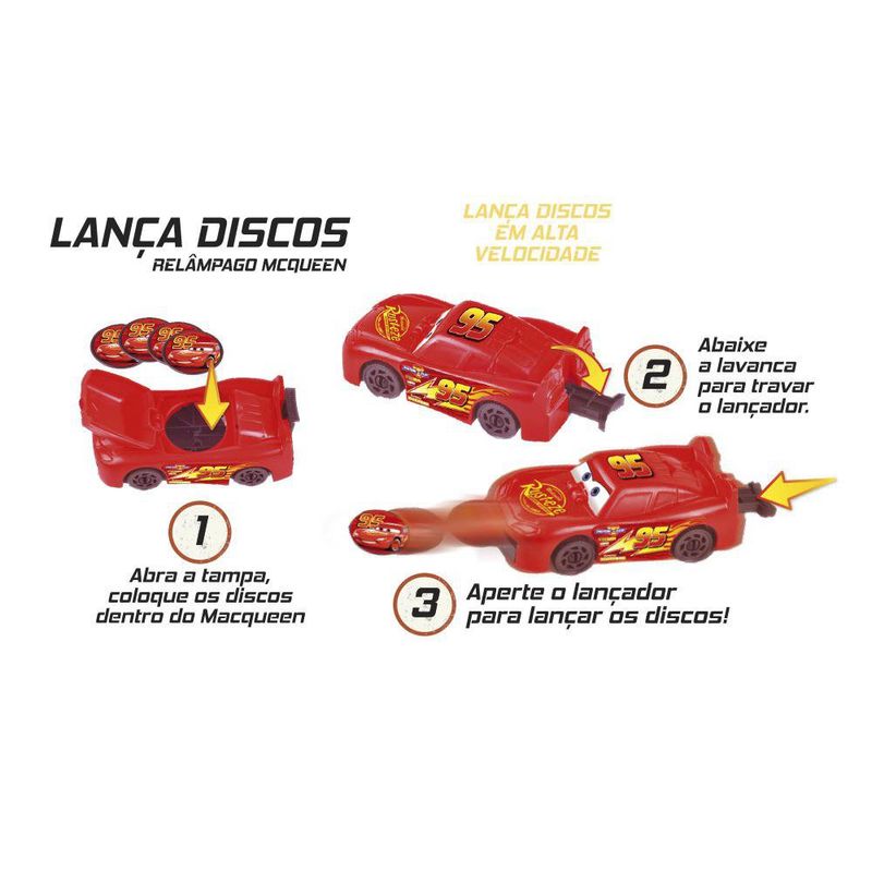 Carro Lanza Discos Disney Pixar Cars Rayo McQueen Color Rojo