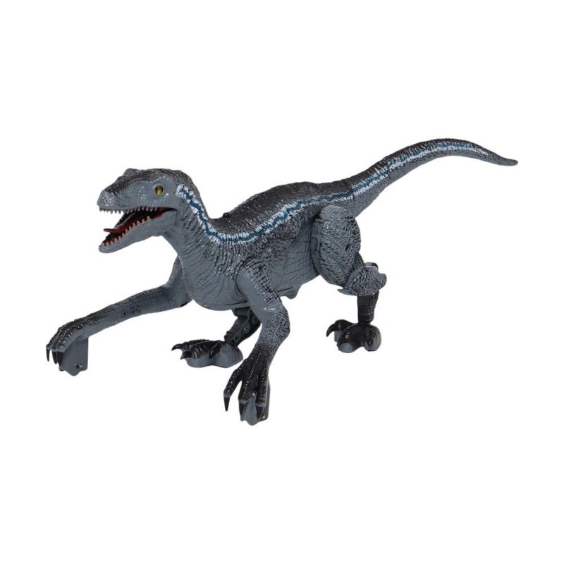 Dinosaurio Caminador R/C Velociraptor Dino Troop Extreme con Luz y Sonido Color Gris