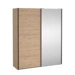 Armario Bergamo Café con 2 Puertas Corredizas y Espejo de 178.5 x 66.6 x 221 cm