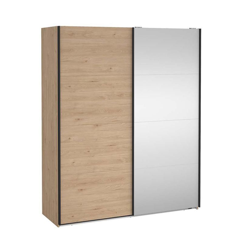 Armario Bergamo Café con 2 Puertas Corredizas y Espejo de 178.5 x 66.6 x 221 cm