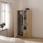 Armario Sprint Roble de 2 Puertas y 3 Gavetas para Dormitorio de 98.5 x 49.8 x 200.4 cm