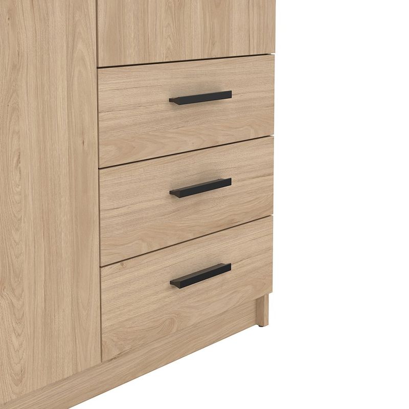 Armario Sprint Roble de 2 Puertas y 3 Gavetas para Dormitorio de 98.5 x 49.8 x 200.4 cm