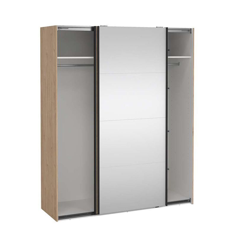 Armario Bergamo Café con 2 Puertas Corredizas y Espejo de 178.5 x 66.6 x 221 cm