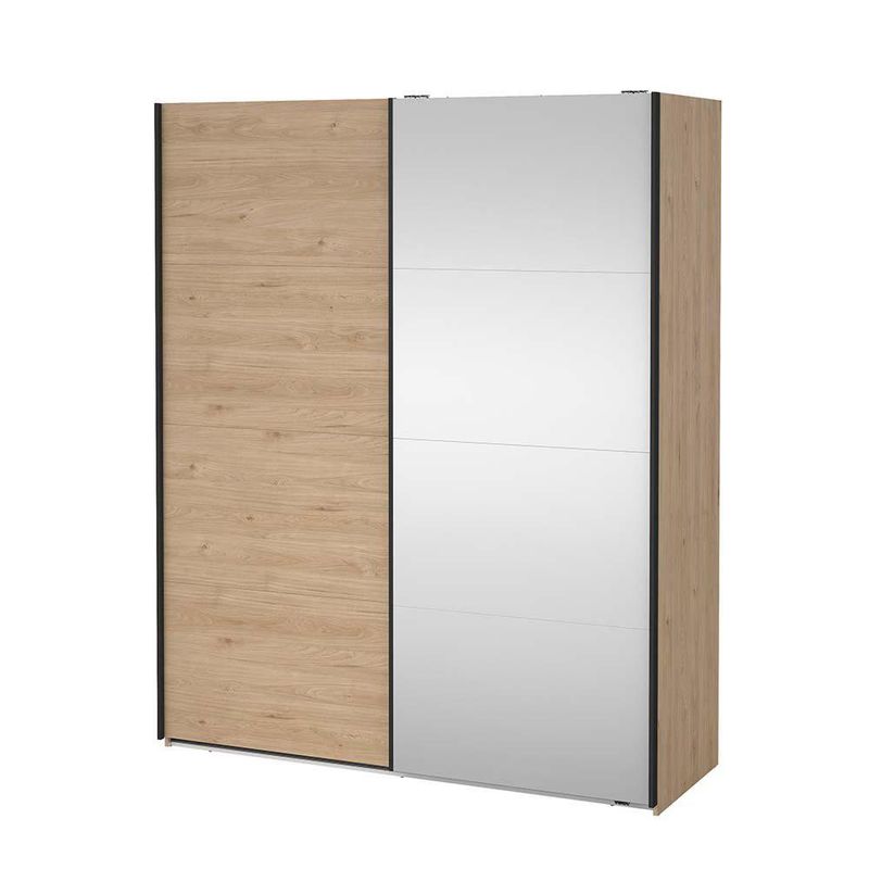 Armario Bergamo Café con 2 Puertas Corredizas y Espejo de 178.5 x 66.6 x 221 cm