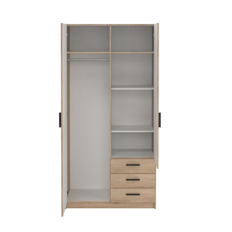 Armario Sprint Roble de 2 Puertas y 3 Gavetas para Dormitorio de 98.5 x 49.8 x 200.4 cm