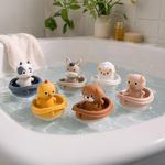 Set de Barcos Flotantes con Marionetas de Animalitos de la Granja para Bebé