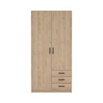 Armario Sprint Roble de 2 Puertas y 3 Gavetas para Dormitorio de 98.5 x 49.8 x 200.4 cm