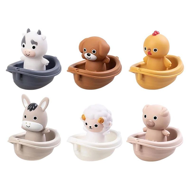 Set de Barcos Flotantes con Marionetas de Animalitos de la Granja para Bebé