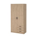 Armario Sprint Roble de 2 Puertas y 3 Gavetas para Dormitorio de 98.5 x 49.8 x 200.4 cm