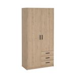 Armario Sprint Roble de 2 Puertas y 3 Gavetas para Dormitorio de 98.5 x 49.8 x 200.4 cm
