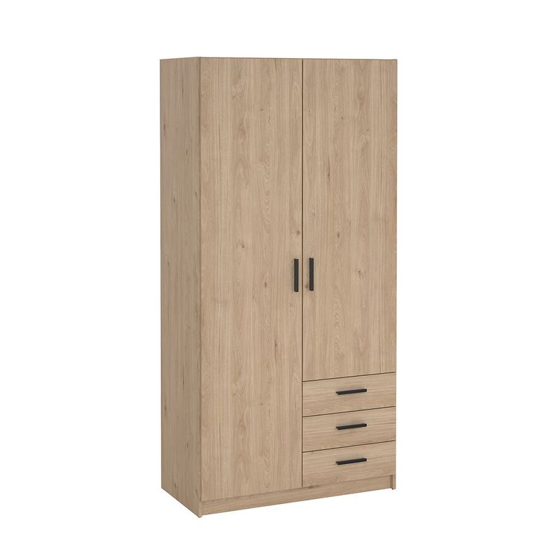 Armario Sprint Roble de 2 Puertas y 3 Gavetas para Dormitorio de 98.5 x 49.8 x 200.4 cm