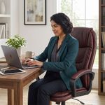 Silla de Oficina con Respaldo Alto y Altura Ajustable 105-115 cm Café