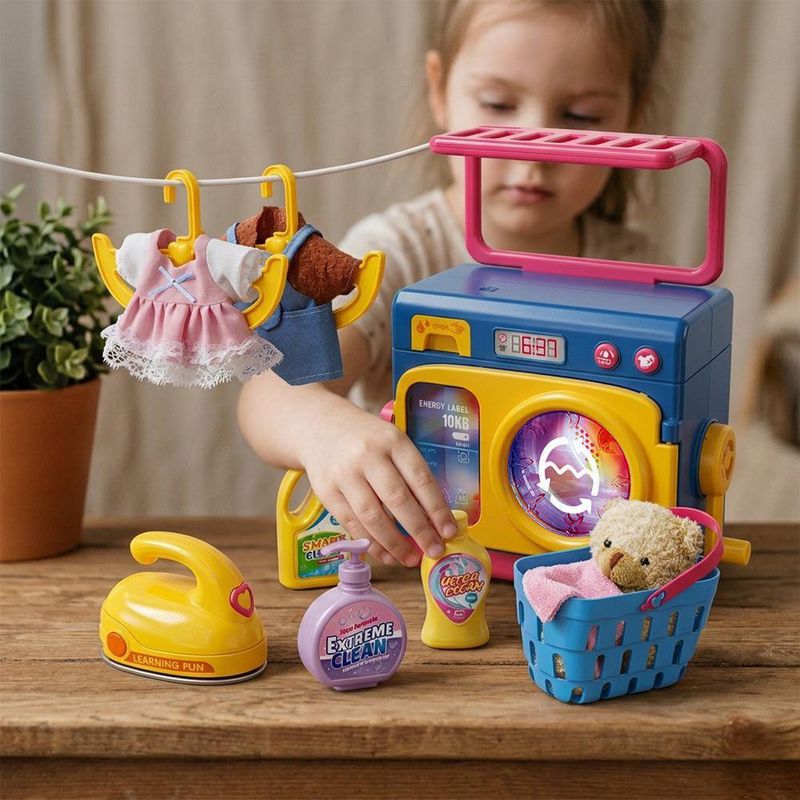 Lavadora de Juguete Magical Laundry con Accesorios y Luz Multicolor