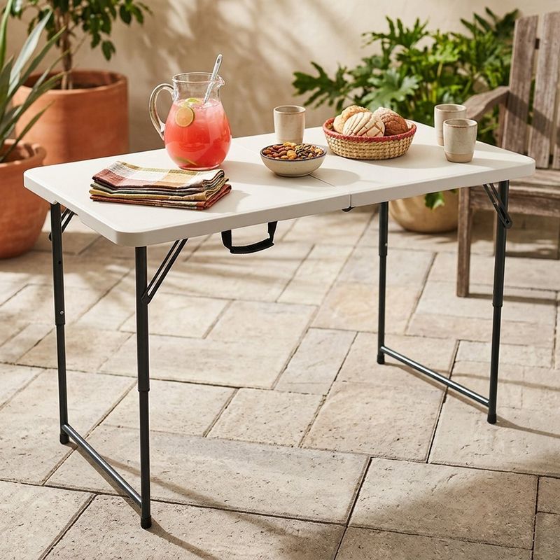 Mesa Tríkala Plegable Blanca 120 x 60 x 74 Cm