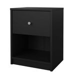 Mesa de Noche May Negra con 1 Gaveta y Espacio Abierto de 38 x 30 x 48.4 cm