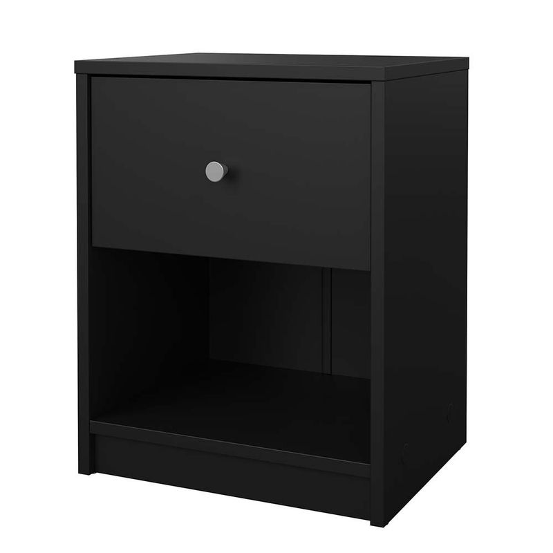 Mesa de Noche May Negra con 1 Gaveta y Espacio Abierto de 38 x 30 x 48.4 cm
