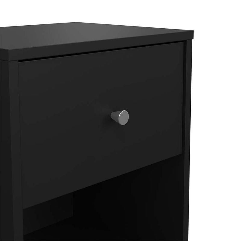 Mesa de Noche May Negra con 1 Gaveta y Espacio Abierto de 38 x 30 x 48.4 cm