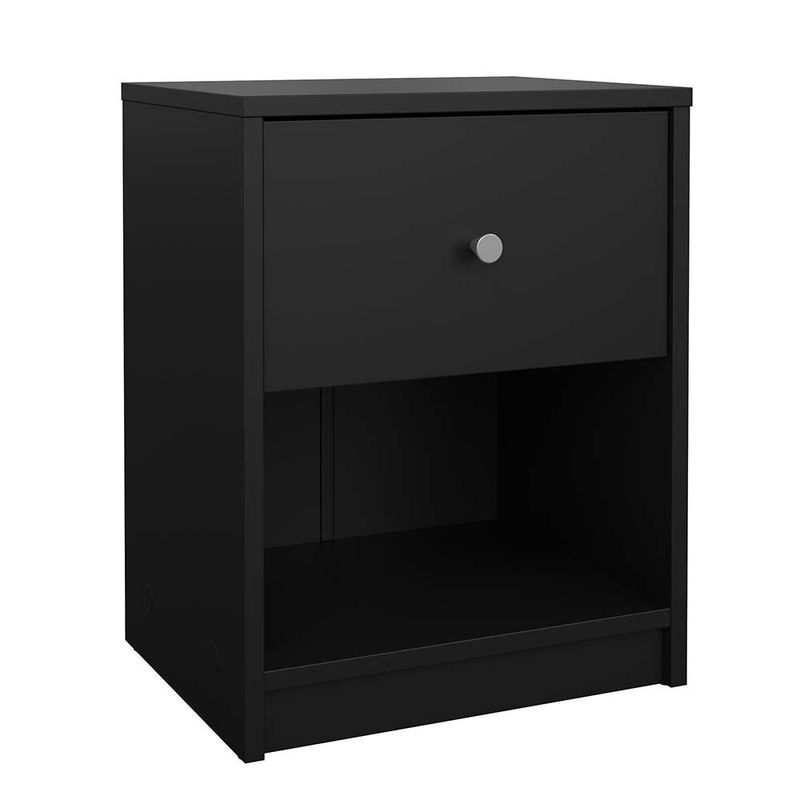 Mesa de Noche May Negra con 1 Gaveta y Espacio Abierto de 38 x 30 x 48.4 cm