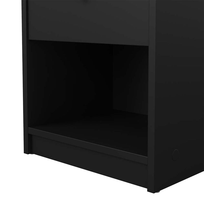 Mesa de Noche May Negra con 1 Gaveta y Espacio Abierto de 38 x 30 x 48.4 cm