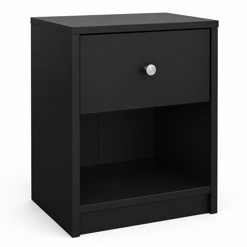 Mesa de Noche May Negra con 1 Gaveta y Espacio Abierto de 38 x 30 x 48.4 cm