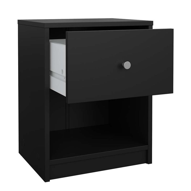Mesa de Noche May Negra con 1 Gaveta y Espacio Abierto de 38 x 30 x 48.4 cm