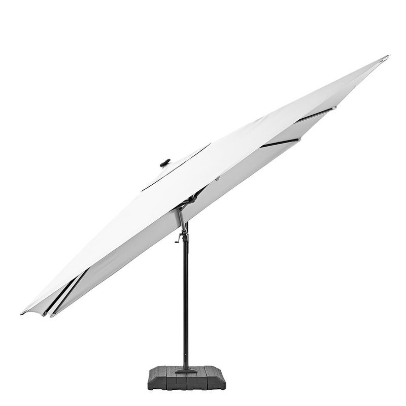 Sombrilla Banana Sonora II LED Solar Rectangular para Exterior 282 x 391 cm Blanca