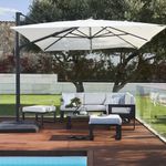 Sombrilla Banana Sonora II LED Solar Rectangular para Exterior 282 x 391 cm Blanca