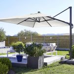 Sombrilla Banana Sonora II LED Solar Rectangular para Exterior 282 x 391 cm Blanca