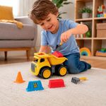 Camión de Volteo Infantil Daishin con Accesorios de Construcción Color Amarillo