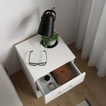Mesa de Noche Space Blanca con 1 Gaveta y Compartimiento Abierto de 38 x 36 x 48 cm