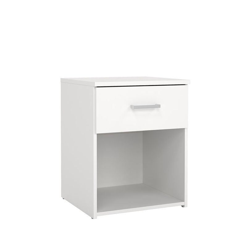 Mesa de Noche Space Blanca con 1 Gaveta y Compartimiento Abierto de 38 x 36 x 48 cm