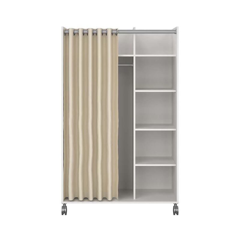Armario Abierto con Rodos y Cortina para Dormitorio de 99.7 x 48.3 x 160 cm