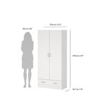 Armario Space Blanco de 2 Puertas y 1 Gaveta para Dormitorio de 79.4 x 35.7 x 170.4 cm
