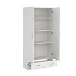 Armario Space Blanco de 2 Puertas y 1 Gaveta para Dormitorio de 79.4 x 35.7 x 170.4 cm