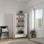 Armario Space Blanco de 2 Puertas y 1 Gaveta para Dormitorio de 79.4 x 35.7 x 170.4 cm