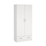 Armario Space Blanco de 2 Puertas y 1 Gaveta para Dormitorio de 79.4 x 35.7 x 170.4 cm