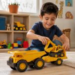 Set de Vehículos de Construcción Camión de Volteo y Excavadora Color Amarillo