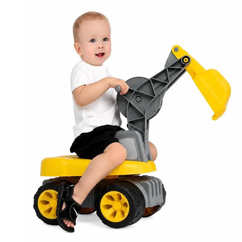 Vehículo Excavadora Montable Infantil con Brazo Móvil Color Amarillo